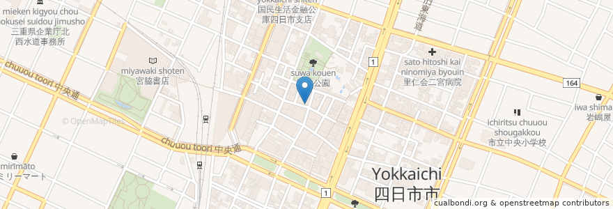 Mapa de ubicacion de ブルワーズビアスタンドサーティフォー en Japão, 三重県, 四日市市.