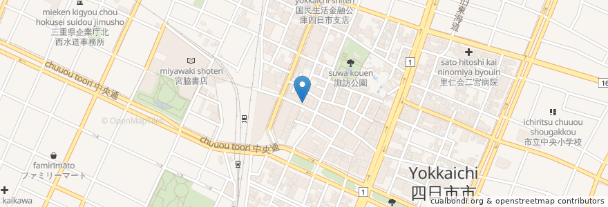 Mapa de ubicacion de 三重人 en Giappone, Prefettura Di Mie, 四日市市.