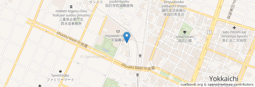 Mapa de ubicacion de トンテキちゃん 近鉄四日市 en Japão, 三重県, 四日市市.