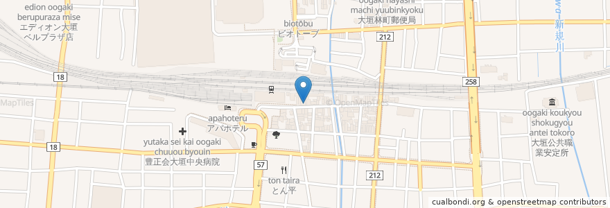 Mapa de ubicacion de とんかつのエビス en Japón, Prefectura De Gifu, 大垣市.