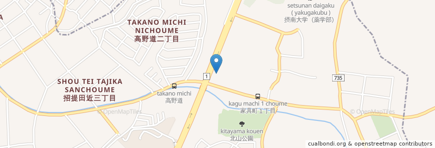 Mapa de ubicacion de ワンカルビ 枚方店 en Japonya, 京都府, 枚方市, 八幡市.