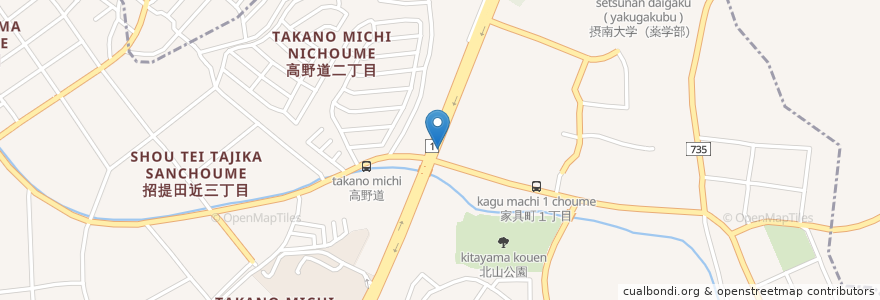Mapa de ubicacion de グッドサイフォン珈琲 en 日本, 京都府, 枚方市, 八幡市.