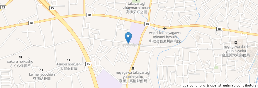 Mapa de ubicacion de 忠魂碑 en Japan, Osaka Prefecture, Neyagawa.