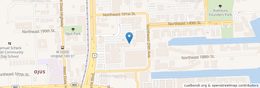 Mapa de ubicacion de MidiCi The Neapolitan Pizza Company en Amerika Birleşik Devletleri, Florida, Miami-Dade County, Aventura.