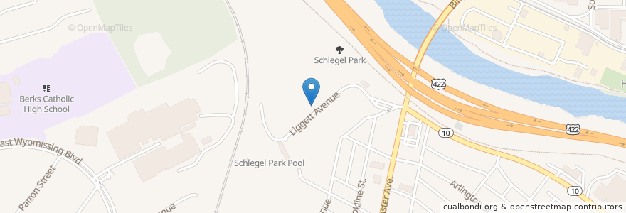 Mapa de ubicacion de Schlegel Park Field House en Amerika Birleşik Devletleri, Pensilvanya, Berks County, Reading.