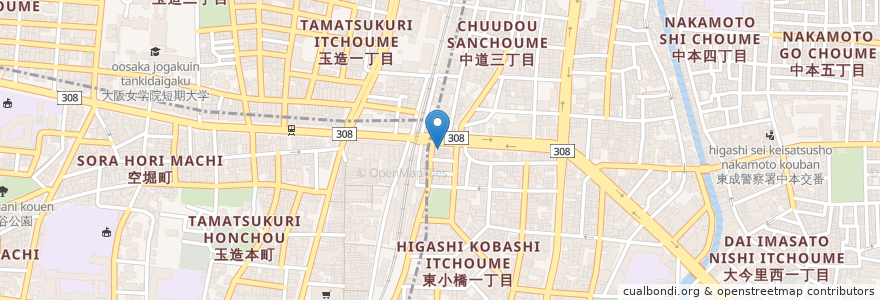 Mapa de ubicacion de TKU en Япония, Осака, 大阪市, 東成区.