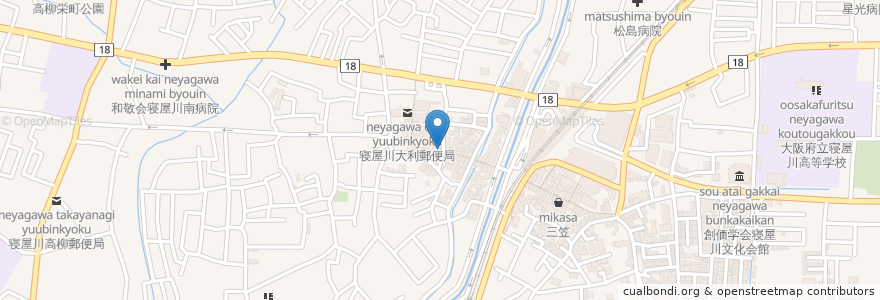 Mapa de ubicacion de いくまクリニック en Japonya, 大阪府, 寝屋川市.