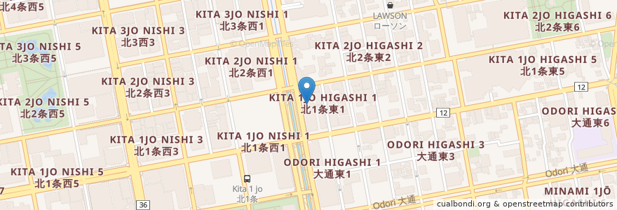 Mapa de ubicacion de 日本キリスト教団 札幌教会 en 日本, 北海道, 石狩振興局, 札幌市, 中央区.