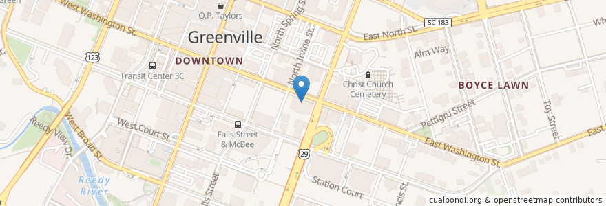 Mapa de ubicacion de Federal Building and U.S. Courthouse en アメリカ合衆国, サウスカロライナ州, Greenville County, Greenville.