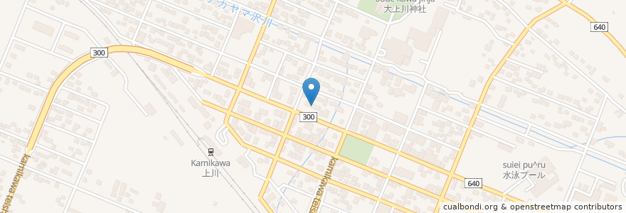 Mapa de ubicacion de 上川郵便局 en Japão, 北海道, 上川総合振興局, 上川郡(石狩国), 上川町.