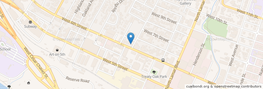 Mapa de ubicacion de Clark's Oyster Bar en Estados Unidos Da América, Texas, Travis County, Austin.
