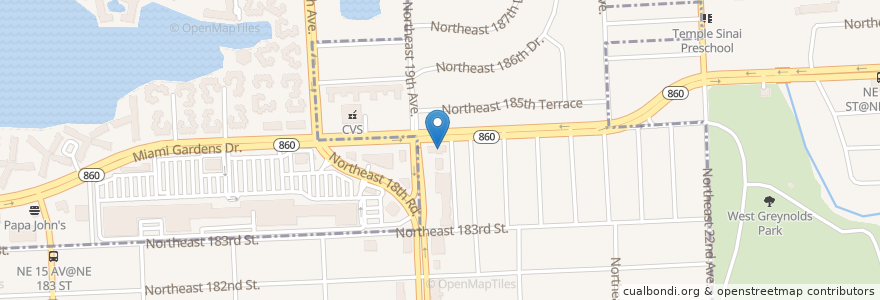 Mapa de ubicacion de Mobil en Amerika Syarikat, Florida, Miami-Dade County, North Miami Beach.