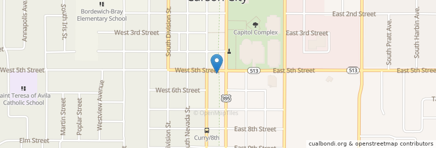 Mapa de ubicacion de Ormsby House en États-Unis D'Amérique, Nevada, Carson City, Carson City.