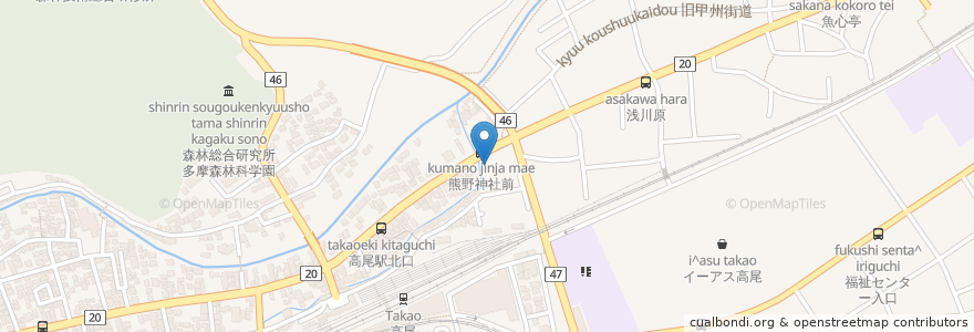 Mapa de ubicacion de 熊野神社 en اليابان, 東京都, 八王子市.