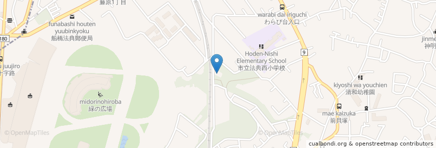 Mapa de ubicacion de 法典西連合会館 en 일본, 지바현, 船橋市.