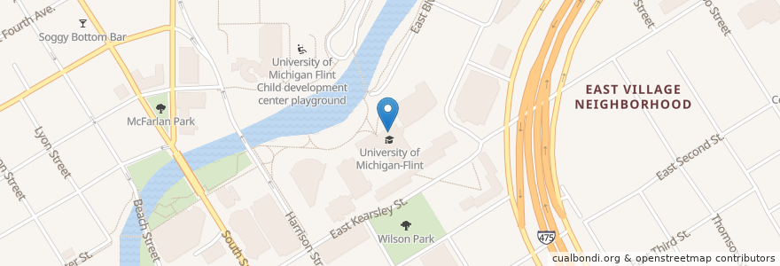Mapa de ubicacion de Ellen Bommarito LGBTQ Center en Amerika Birleşik Devletleri, Michigan, Genesee County, Flint.