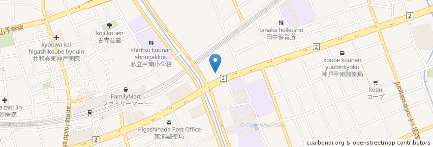 Mapa de ubicacion de コープこうべ 生活文化センター 西館 en Japan, Hyogo Prefecture, Kobe, Higashinada Ward.