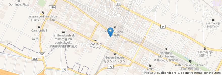 Mapa de ubicacion de 三菱UFJ銀行 en Japão, 千葉県, 船橋市.