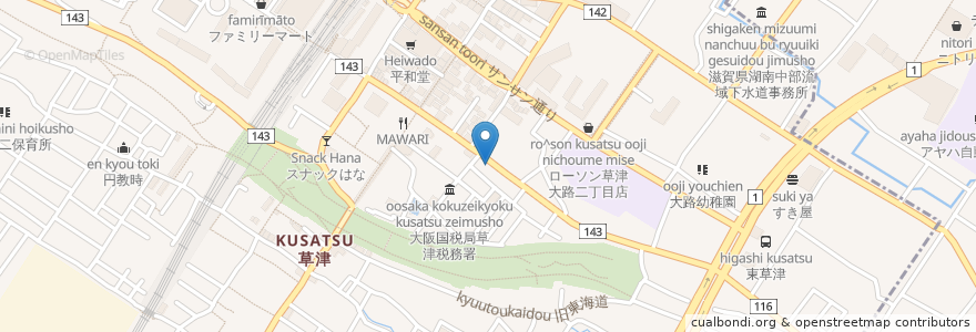 Mapa de ubicacion de あららん en Jepun, 滋賀県, 草津市.