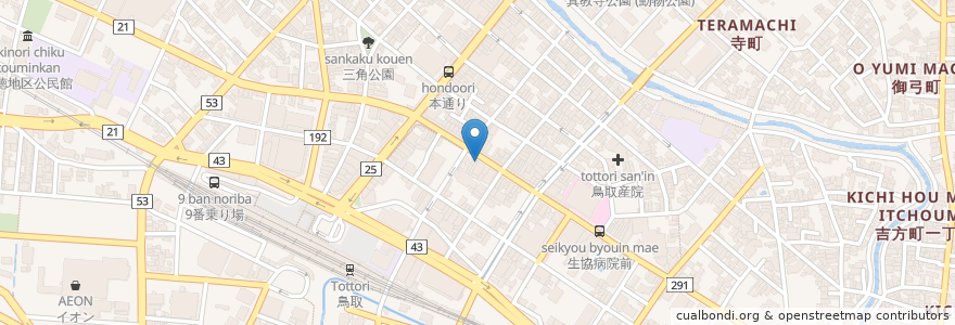 Mapa de ubicacion de 焼鳥屋 en Giappone, Prefettura Di Tottori, 鳥取市.
