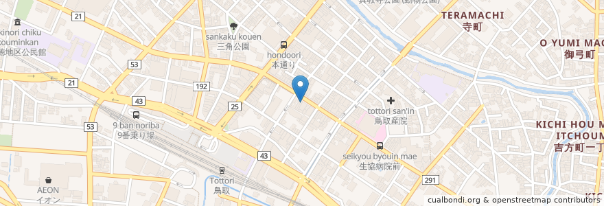 Mapa de ubicacion de おしどり en 일본, 돗토리현, 鳥取市.