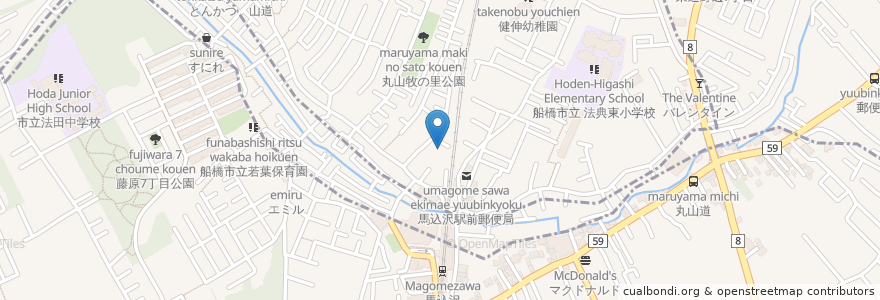 Mapa de ubicacion de セブンスデーアドベンチスト船橋キリスト教会 en 日本, 千葉県, 船橋市.