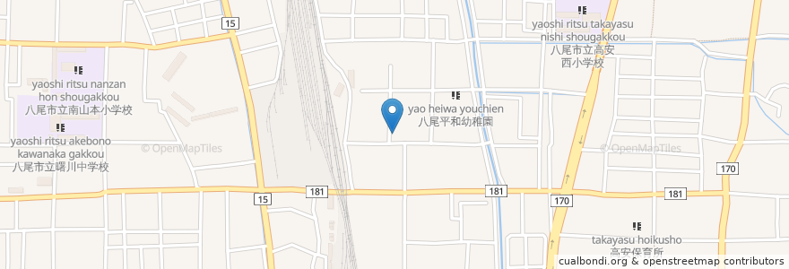 Mapa de ubicacion de 福西医院 en 日本, 大阪府, 八尾市.