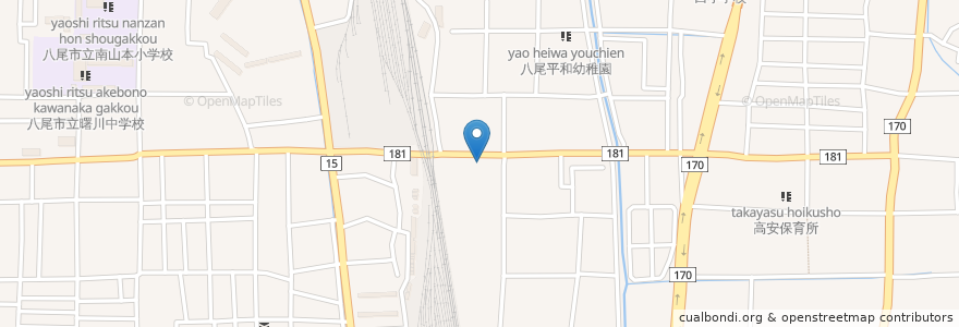 Mapa de ubicacion de 植松デンタルクリニック en 日本, 大阪府, 八尾市.