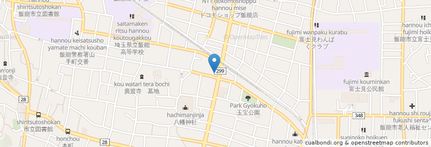 Mapa de ubicacion de ココス 飯能店 en Japonya, 埼玉県, 飯能市.