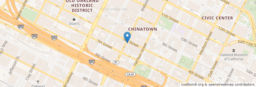 Mapa de ubicacion de Huangcheng Noodle House en Estados Unidos Da América, Califórnia, Condado De Alameda, Oakland.