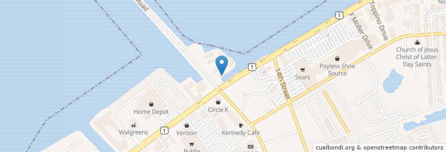 Mapa de ubicacion de The stoned crab en 美利坚合众国/美利堅合眾國, 佛罗里达州/佛羅里達州, 门罗县/門羅郡, Key West.