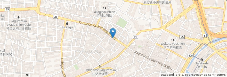 Mapa de ubicacion de Kagurazaka Acca en Japonya, 東京都, 新宿区.