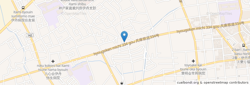 Mapa de ubicacion de ぴりからや ゆりちゃん en 日本, 兵庫県, 伊丹市.