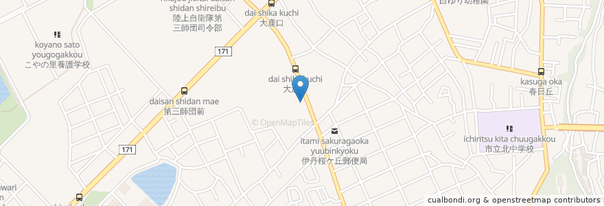 Mapa de ubicacion de かつアンドかつ en Jepun, 兵庫県, 伊丹市.