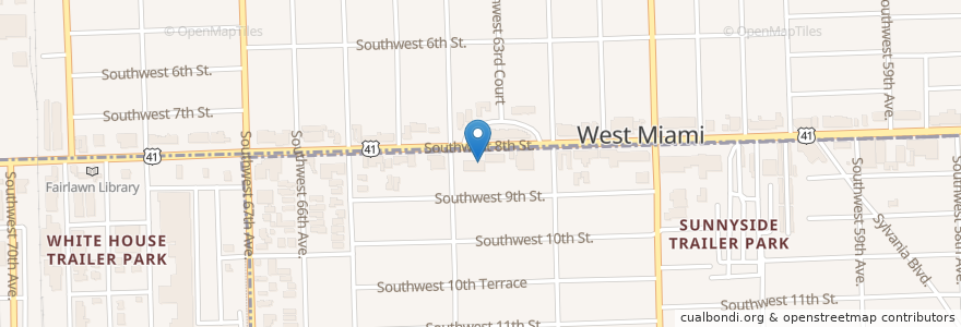 Mapa de ubicacion de Fairlawn Branch Library en 美利坚合众国/美利堅合眾國, 佛罗里达州/佛羅里達州, 迈阿密-戴德县/邁亞美戴德縣/邁阿密-戴德郡, West Miami.