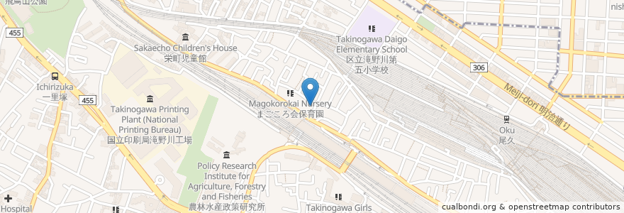 Mapa de ubicacion de 上中里醫院 en Japão, Tóquio, 北区.