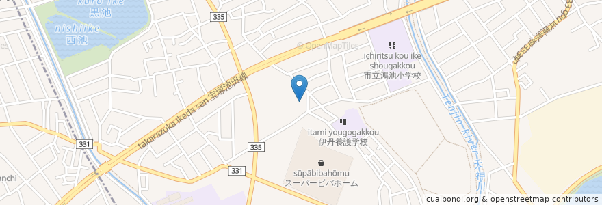 Mapa de ubicacion de キリン堂 en Japão, 兵庫県, 伊丹市.