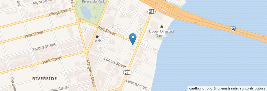 Mapa de ubicacion de River and Post with Rooftop Lounge en Estados Unidos De América, Florida, Condado De Duval, Jacksonville.