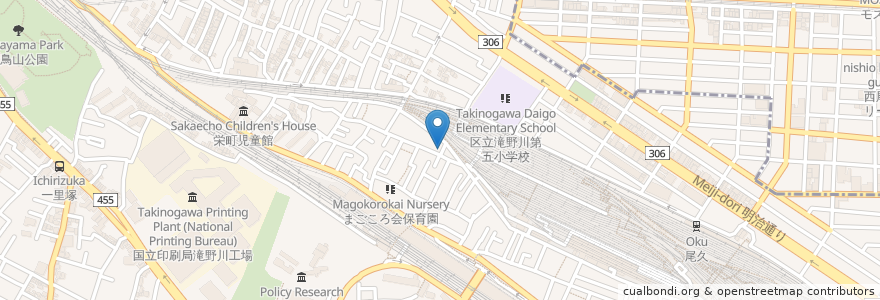 Mapa de ubicacion de 上中里中央自治会会館 en ژاپن, 東京都, 北区.