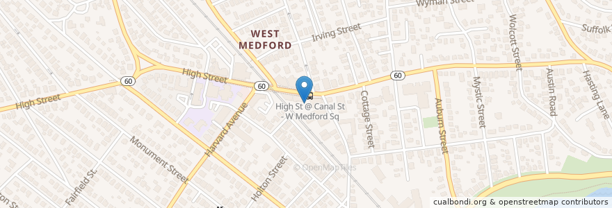 Mapa de ubicacion de West Medford Retail Parking en アメリカ合衆国, マサチューセッツ州, Middlesex County, Medford.