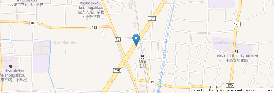 Mapa de ubicacion de ほっかほっか亭 恩智駅前店 en 日本, 大阪府, 八尾市.