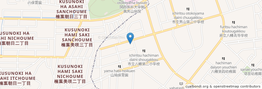 Mapa de ubicacion de 松田内科医院 en Japan, Präfektur Kyōto, 枚方市, 八幡市.