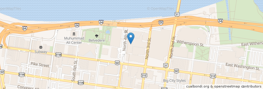 Mapa de ubicacion de Rivue Restaurant & Lounge en United States, Kentucky, Jefferson County, Louisville.