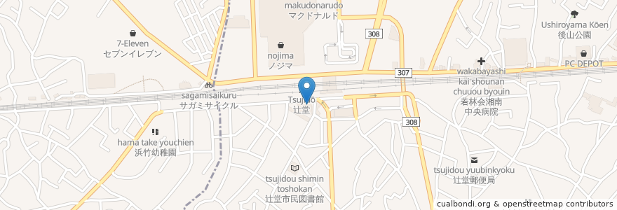 Mapa de ubicacion de デニーズ en 일본, 가나가와현, 藤沢市.