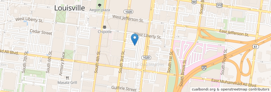 Mapa de ubicacion de Bob's Steak & Chop House en الولايات المتّحدة الأمريكيّة, كنتاكي, مقاطعة جفرسون, Louisville.
