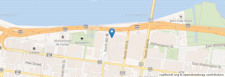 Mapa de ubicacion de Cafe Magnolia en 미국, Kenekuke, Jefferson County, Louisville.