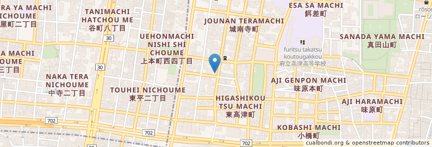 Mapa de ubicacion de 妙中禅寺 en Japan, 大阪府, Osaka, 天王寺区, 中央区.