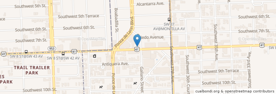 Mapa de ubicacion de La Casita Restaurant en Amerika Syarikat, Florida, Miami-Dade County, Coral Gables.