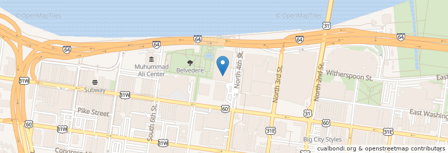 Mapa de ubicacion de Jockey Silks Bourbon Bar en Vereinigte Staaten Von Amerika, Kentucky, Jefferson County, Louisville.
