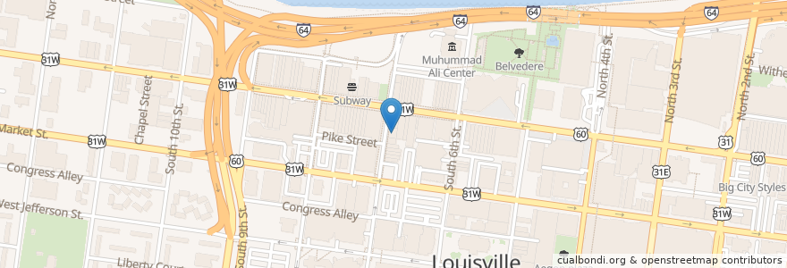 Mapa de ubicacion de Mussel & Burger Bar en United States, Kentucky, Jefferson County, Louisville.
